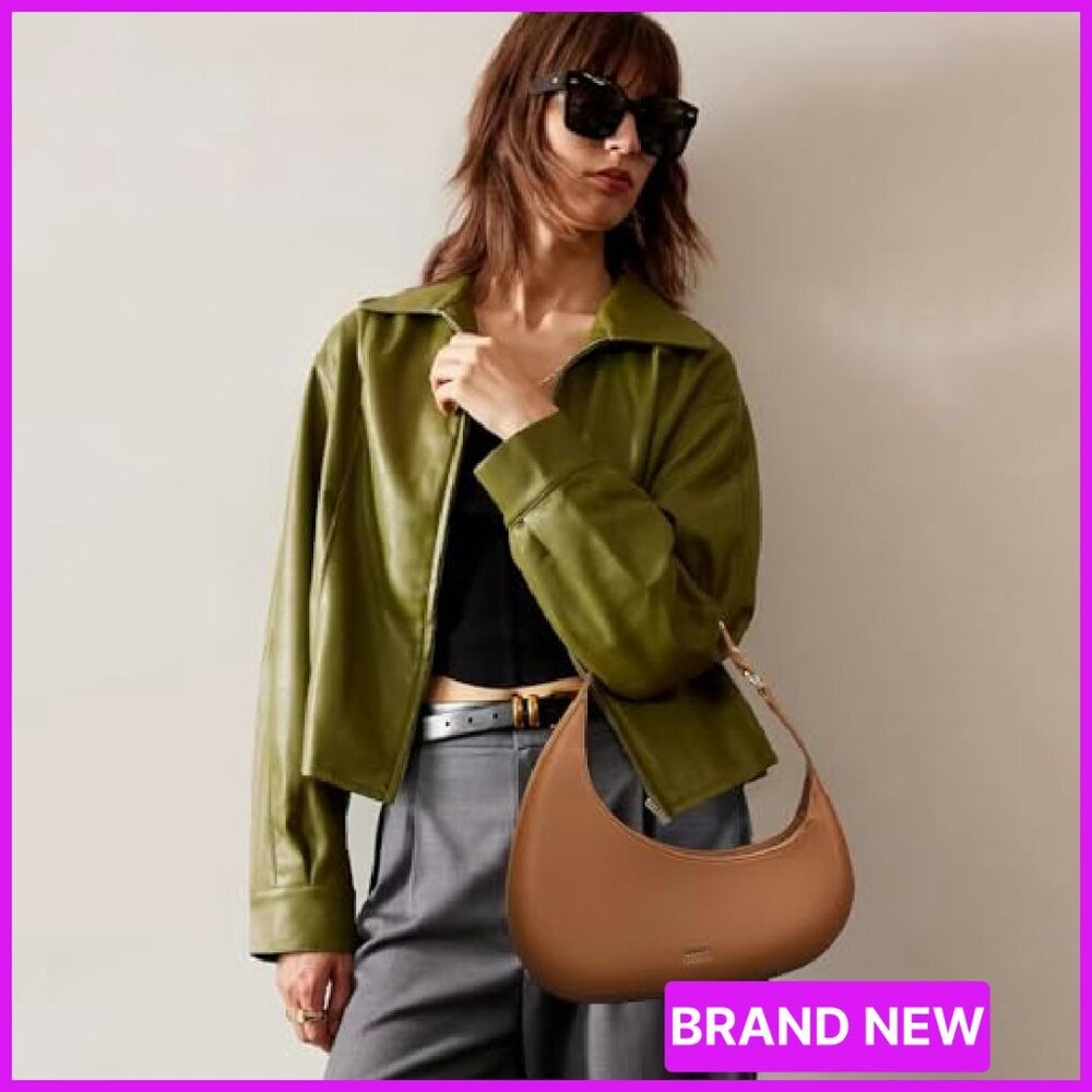 Leather Shoulder Bag Lightweight Chic Casual Zipper Closure Handbag Purse - Picture 5 of 16